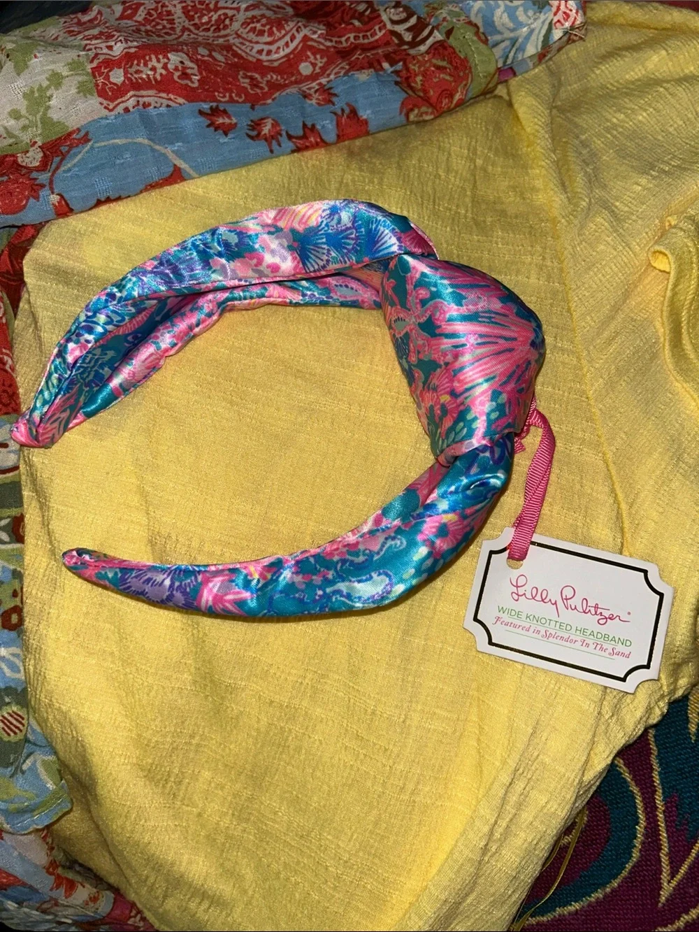 NWT Lilly Pulitzer knotted headband.  3” wide, satin fabric